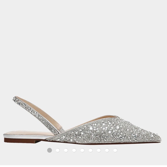 Betsy Johnson Diamond Gem Elegant Silver Women's Slingback Flats Size 7
